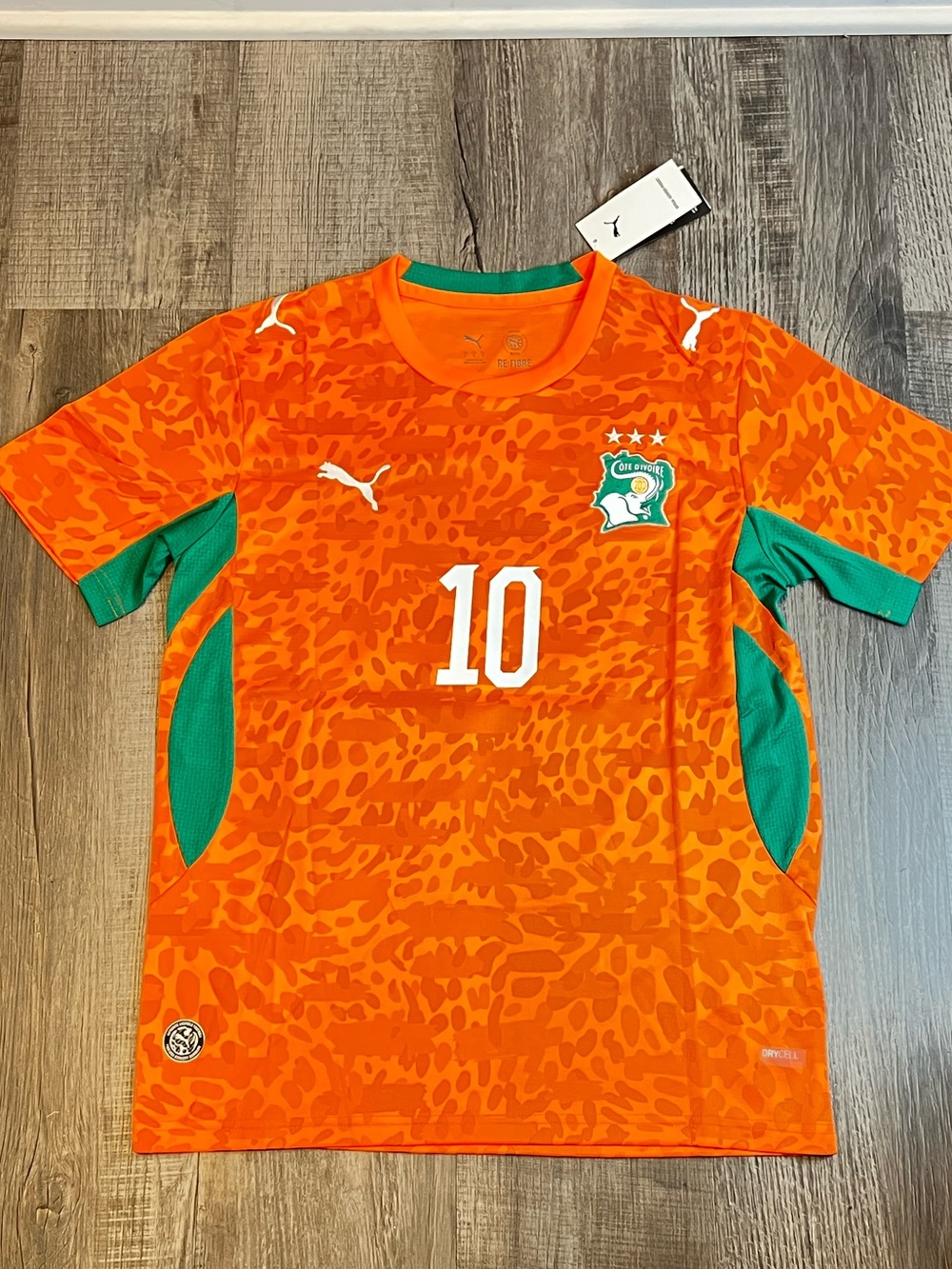 Puma Kids Orange Soccer Jersey with Green Accents #10